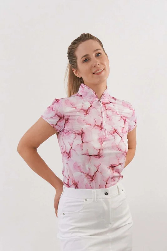 Cozy Pants SIZE XS - PURE GOLF Skye Cap Sleeve Polo 002 Pink Blossom