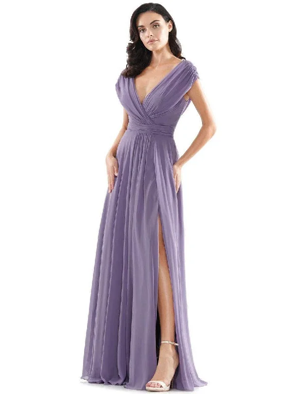 Smart Casuals Marsoni by Colors - M251 V Neck Off Shoulder A-Line Gown
