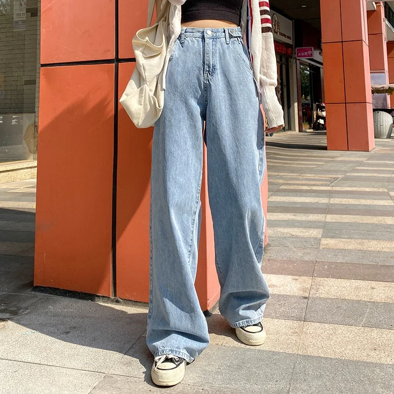 Versatile Items Woman Jeans High Waist Clothes Wide Leg Denim Clothing Blue Streetwear Vintage Quality 2020 Fashion Harajuku Straight Pants