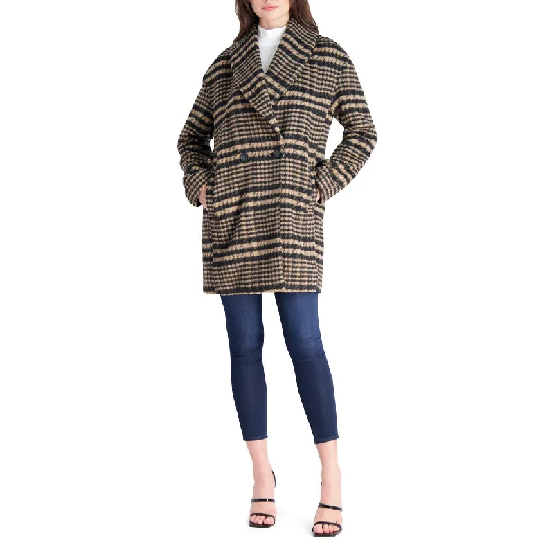 Chic Lounge Avec Les Filles Brushed Faux Wool Plaid Coat for Women