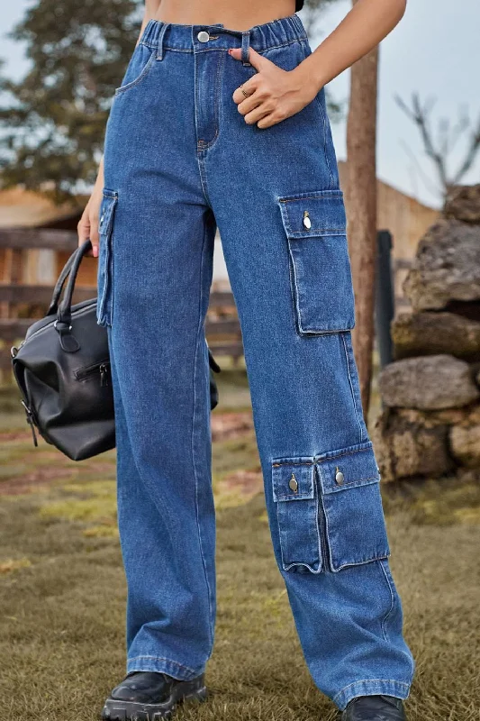 Dessert Matching Loose Fit Long Jeans with Pockets