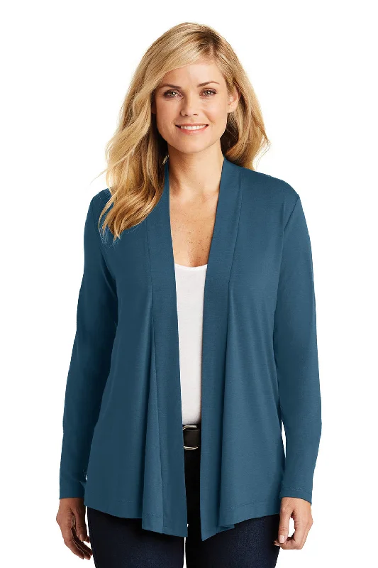 Cute Design Port Authority Womens Concept Long Sleeve Cardigan Sweater - Dusty Blue
