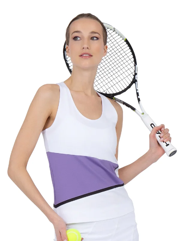 Eye-catching Personality Baseline Tank - White/Lavender Combo
