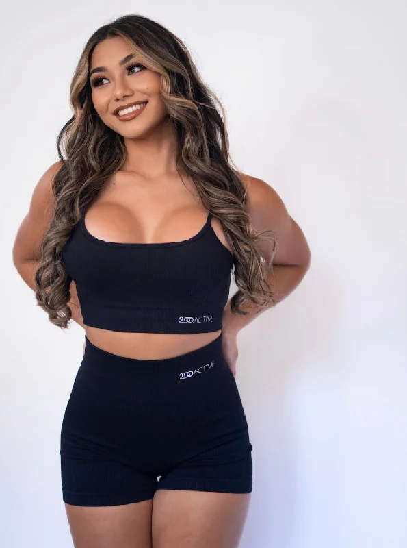 Moisture wicking Ribbed 2.0 Biker Shorts (Midnight)