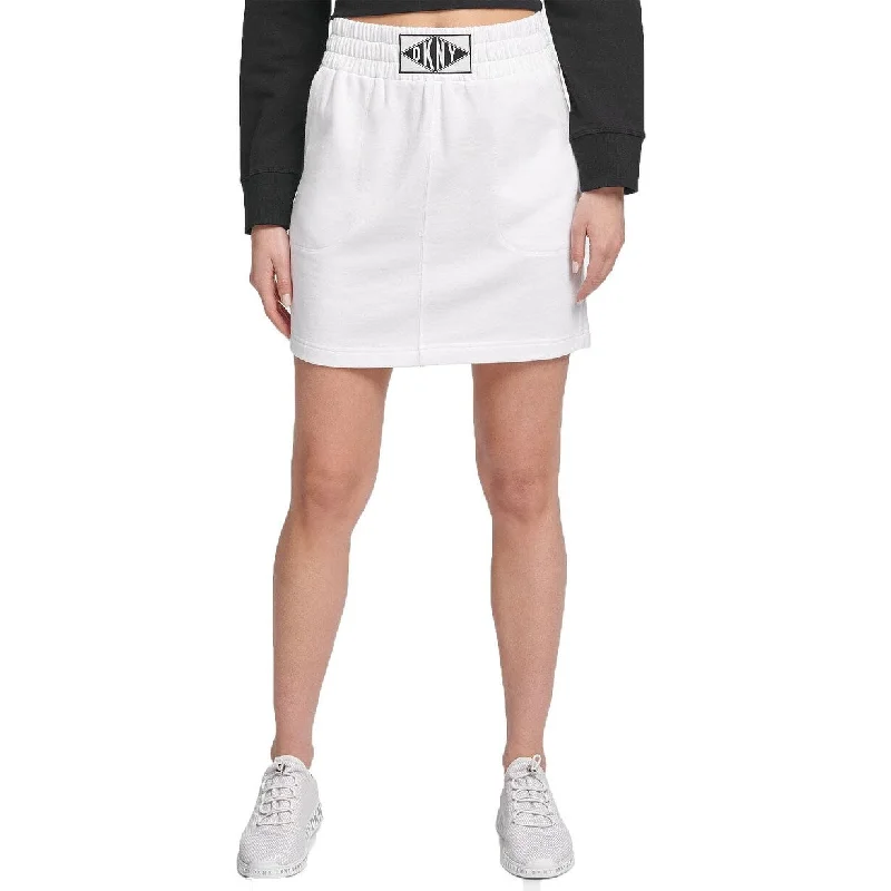 Stretch Design DKNY Women's Sport Logo-Patch Skirt White Size Extra Large - X-Large