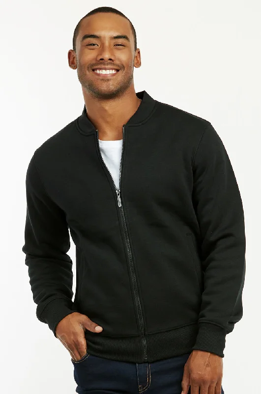 Versatile Style KNOCKER MEN'S FLEECE BOMBER JACKET (FJ2100_BLACK)