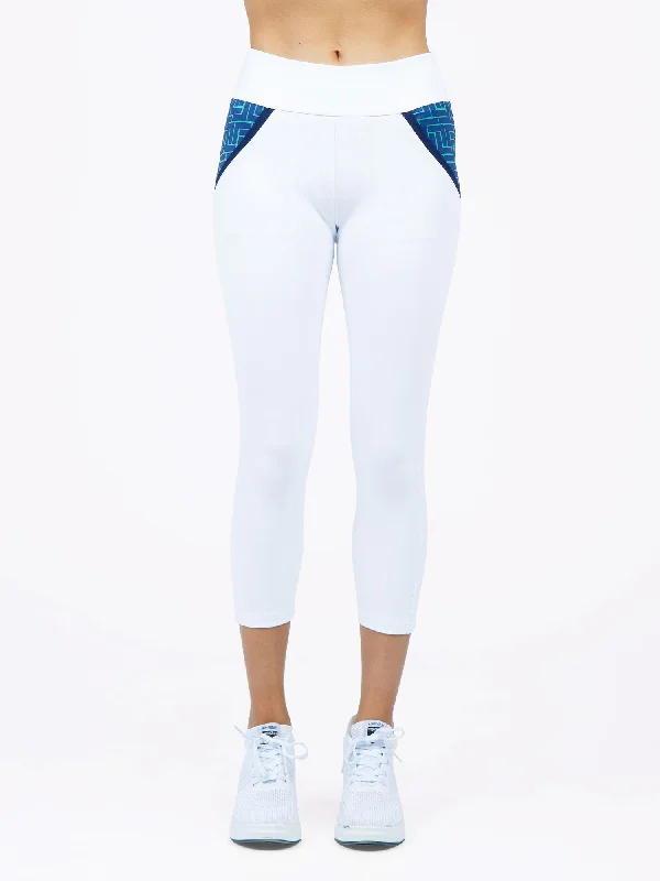 Versatile Items Golf Ready Athleisure Camila Capri - White/Ink Tessel
