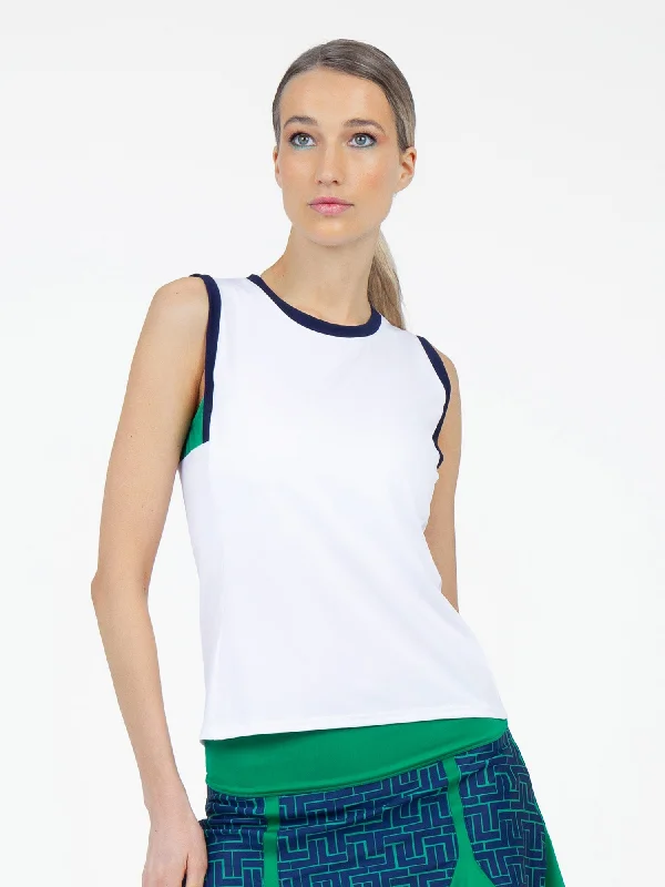 Celebrity Style Harper Performance Tank - White/Ivy Combo