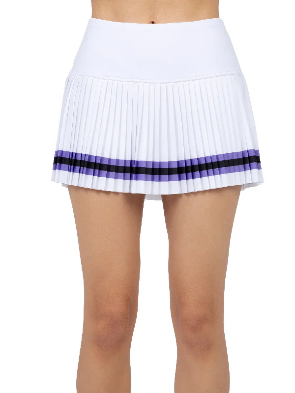 Romantic And Fresh Harper Pleated 13 1/2" Skirt - White/Lavender Combo