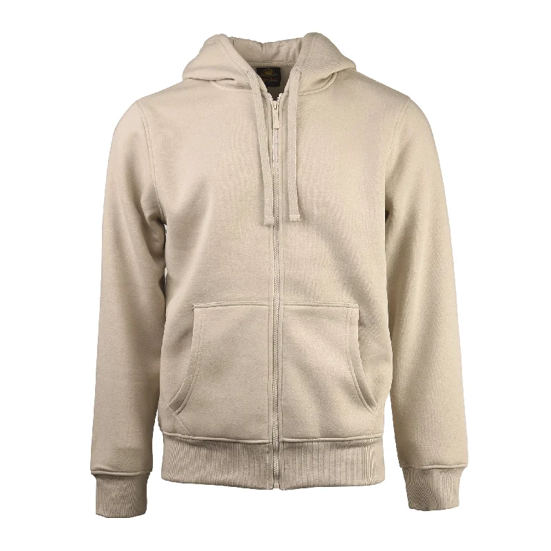 Fashion Style KNOCKER MEN'S HEAVY WEIGHT FLEECE ZIPPER HOODIE JACKET (HD2000_BEIGE)