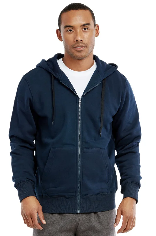 Modern Tailoring KNOCKER MEN'S HEAVY WEIGHT FLEECE ZIPPER HOODIE JACKET (HD2000_NAVY)