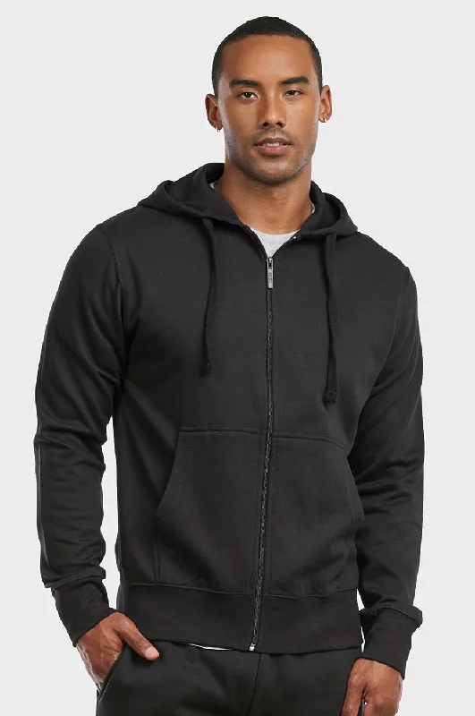Versatile Wear ET TU MEN'S LIGHTWEIGHT FLEECE ZIPPER HOODIE (HD2020E_BLACK)