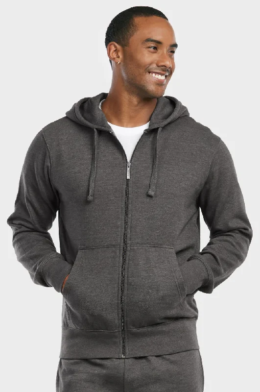 Weekend Wear ET TU MEN'S LIGHTWEIGHT FLEECE ZIPPER HOODIE (HD2020E_CH-GR)