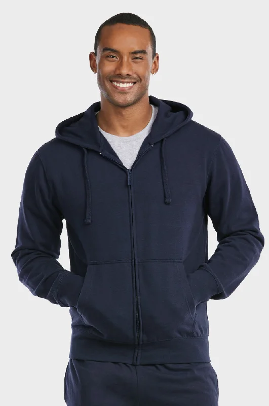 Comfortable Looks ET TU MEN'S LIGHTWEIGHT FLEECE ZIPPER HOODIE (HD2020E_NAVY)