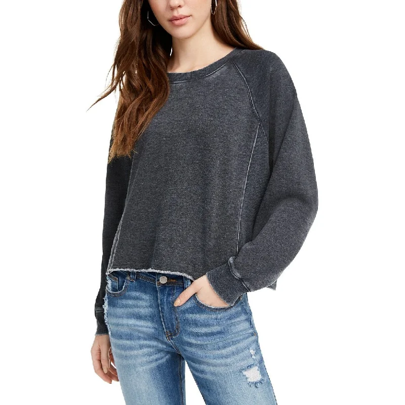 Romantic Temperament Hippie Rose Juniors' Cropped Raw-Edged Sweatshirt Black Size Medium Romantic Temperament Hippie Rose Juniors' Cropped Raw-Edged Sweatshirt Black Size Medium