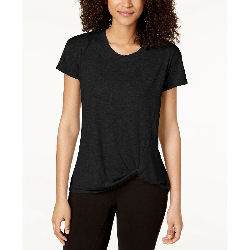 Luxury Fashion Ideology Women's Knot-Front T-Shirt Black Size Extra Small - X-Small Luxury Fashion Ideology Women's Knot-Front T-Shirt Black Size Extra Small - X-Small