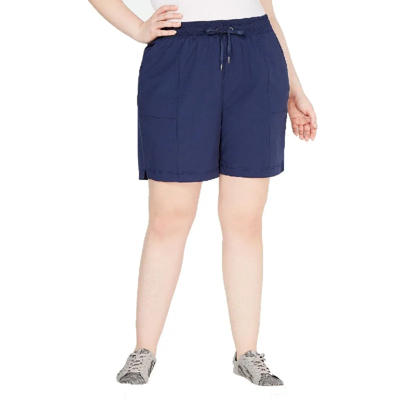 Trendy Traveler Ideology Women's Plus Size Woven Shorts Navy Size Extra Large