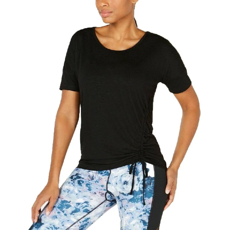 Floral Prints Ideology Women's Side-Tie T-Shirt Top Black Size Small