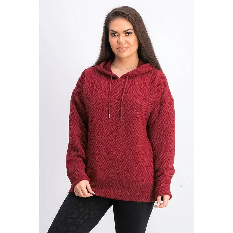 Cozy Fashion Ideology Women's Warm-Up Side-Zip Hoodie WIne Size Small