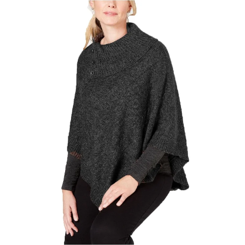 Soft Feel Karen Scott Women's Envelope Poncho Black Size Large - L