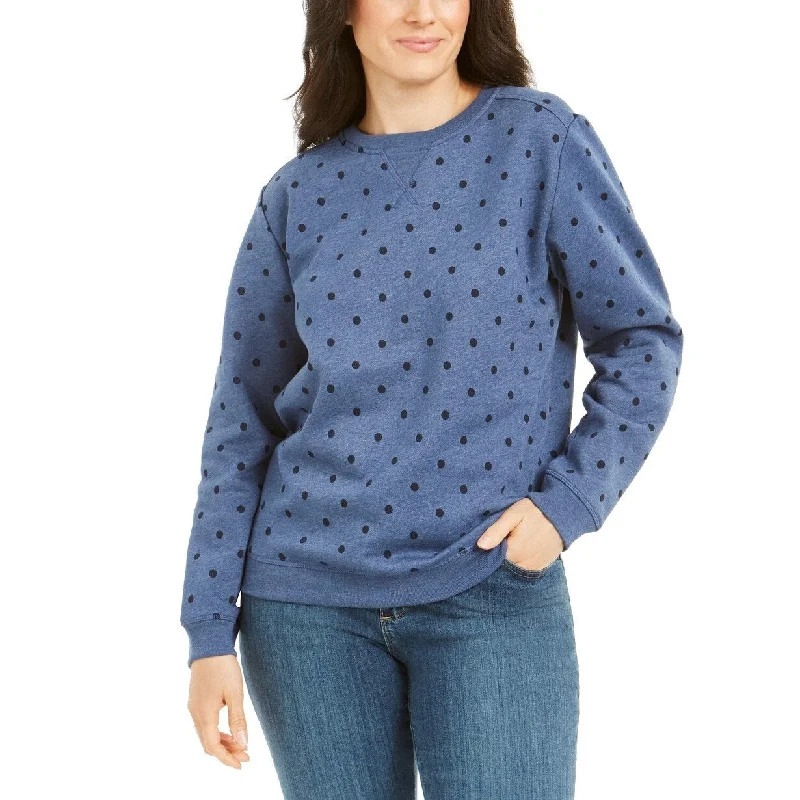 Casual Elegance Karen Scott Women's Petite Dot-Print Fleece Sweatshir Indigo Size Small Casual Elegance Karen Scott Women's Petite Dot-Print Fleece Sweatshir Indigo Size Small