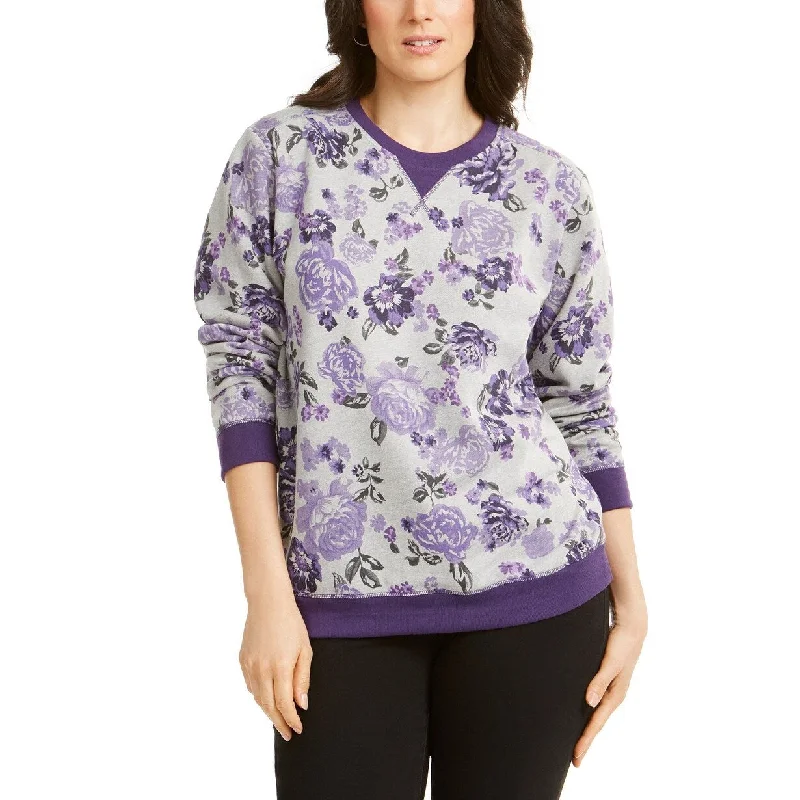 Quality Tailoring Karen Scott Women's Petite Printed Crewneck Sweatshirt Purple Size Petite Medium - Petite Medium Quality Tailoring Karen Scott Women's Petite Printed Crewneck Sweatshirt Purple Size Petite Medium - Petite Medium