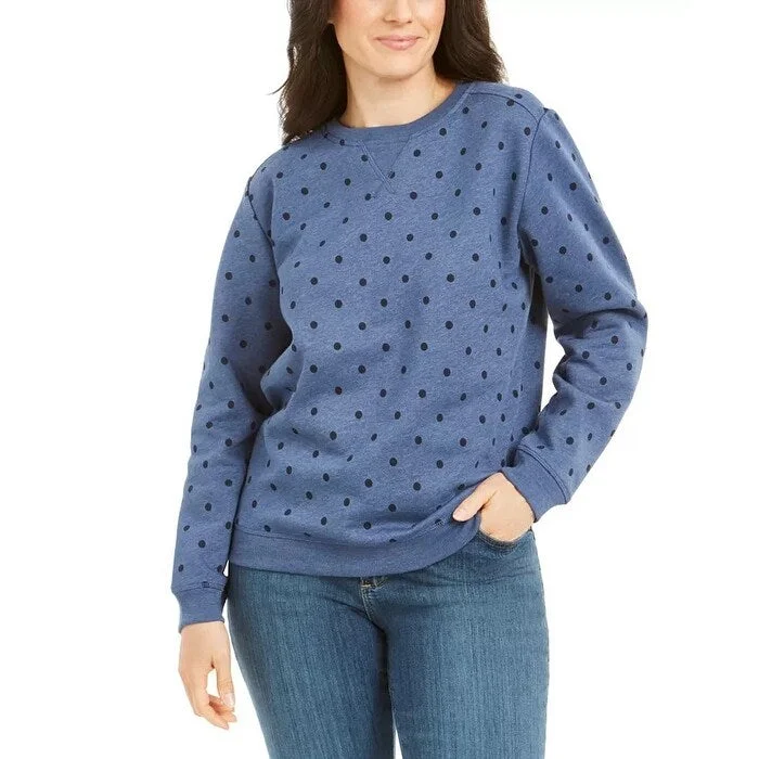 Energy Wear Karen Scott Women's Sport Dot Print Sweatshirt Blue Size Medium