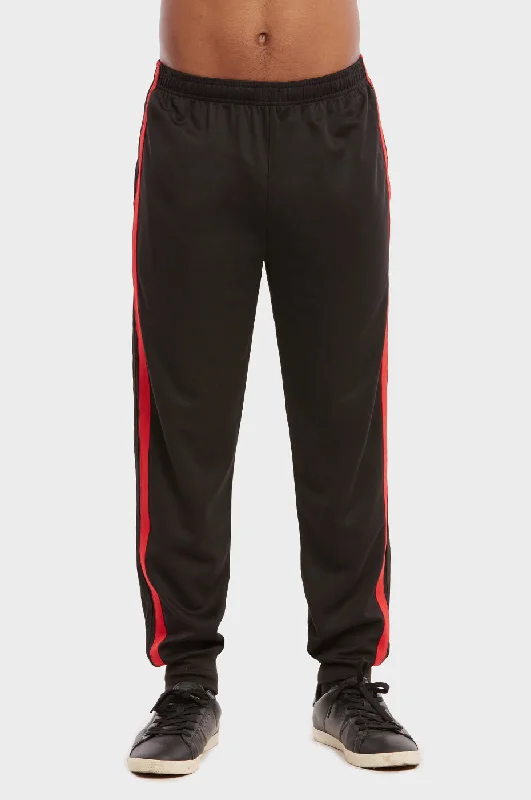Elegant Outline KNOCKER MEN'S ATHLETIC JOGGER PANTS (KMP1100_BLK-RED)