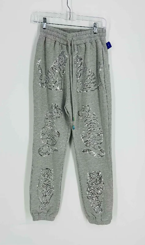 Relaxed Jackets Queen of Sparkles Size XS Gray/Silver Sequined Drawstring Designer Sweatpants Relaxed Jackets Queen of Sparkles Size XS Gray/Silver Sequined Drawstring Designer Sweatpants
