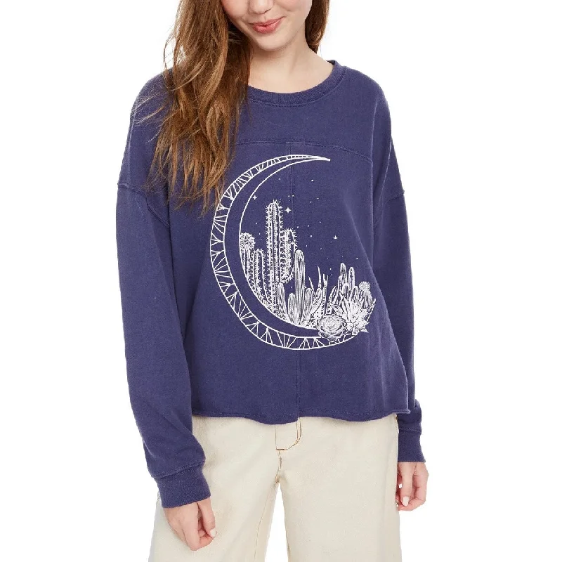 Relaxed Fit Rebellious One Juniors' Moon Graphic-Print Sweatshirt Dark Blue Size Large Relaxed Fit Rebellious One Juniors' Moon Graphic-Print Sweatshirt Dark Blue Size Large