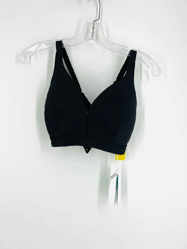Sporty Comfort Size 12 Black Textured Solid NEW Swimwear Swimsuit Top