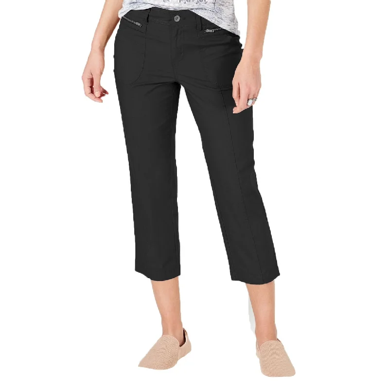 Trendy Comfort Wear Style & Co Women's Petite Cuffed Capri Pants Black Size 10