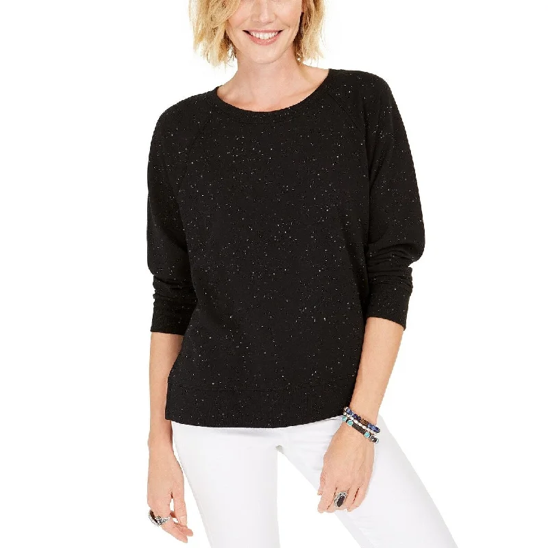 Loose Fit Style & Co Women's Speckled Sweatshirt Black Size X-Large