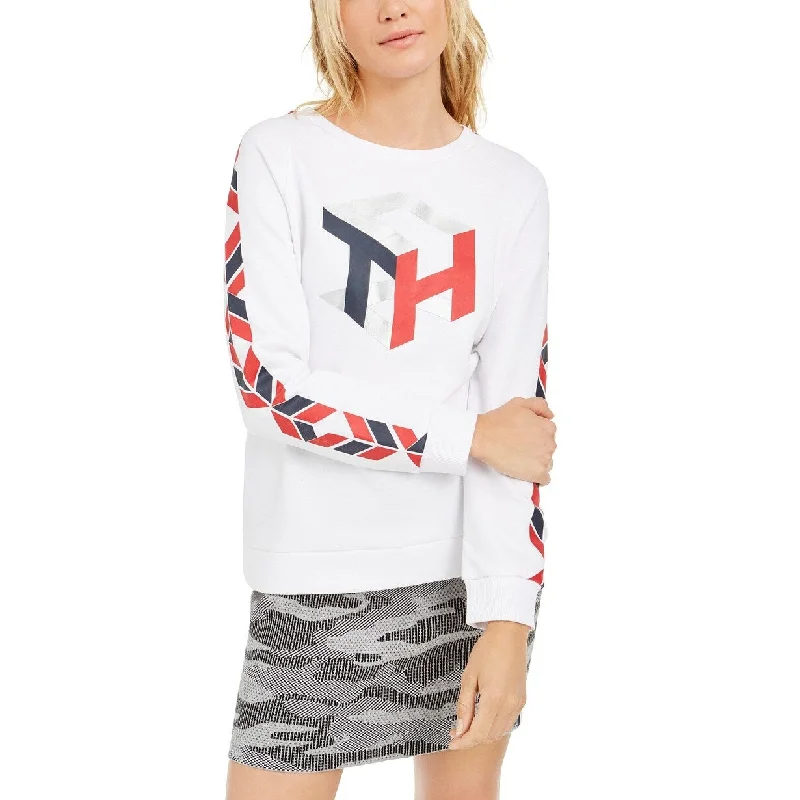 Integrated Design Tommy Hilfiger Women's Logo Fleece Sweatshirt White Size Extra Large - X-Large Integrated Design Tommy Hilfiger Women's Logo Fleece Sweatshirt White Size Extra Large - X-Large
