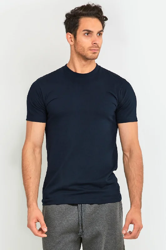 Comfortable Sweaters KNOCKER MEN'S HEAVY CREW NECK T-SHIRT (TR800_NAVY)