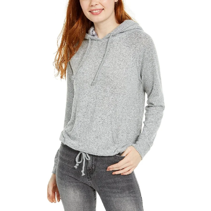 Elegant Style Ultra Flirt Juniors' Sherpa Lined Hoodie Gray Size Medium - M