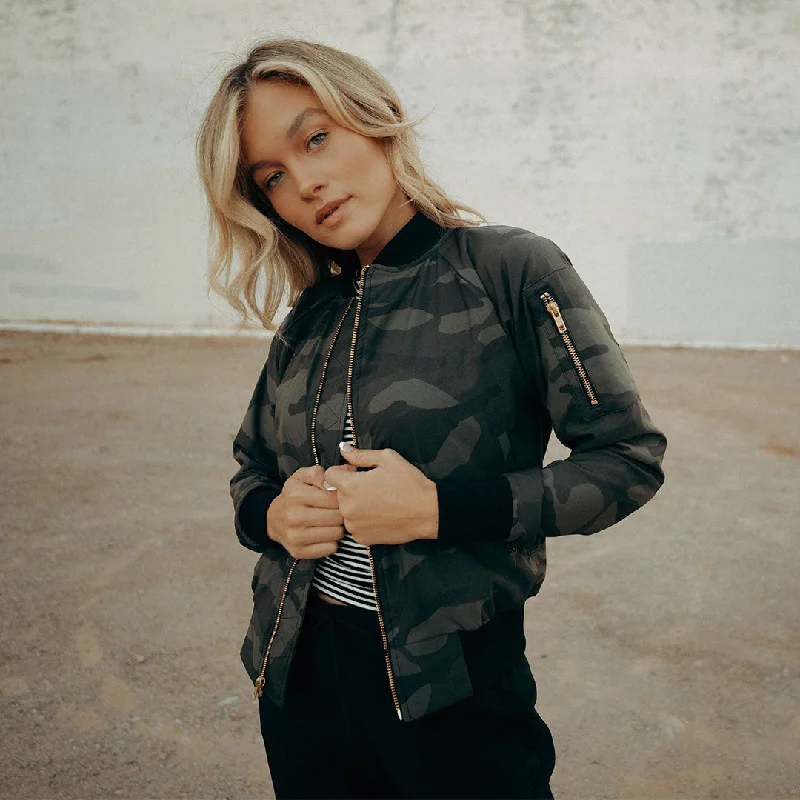 Exquisite Details Bomber Jacket, Camo