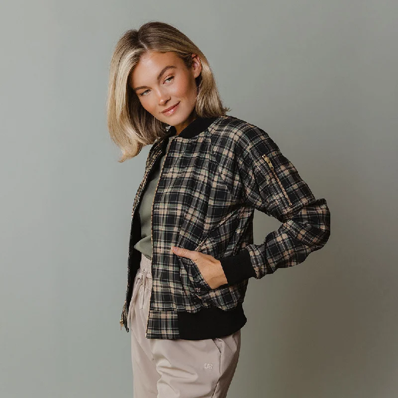 Fashionable In The Times Bonnie Plaid Bomber Jacket