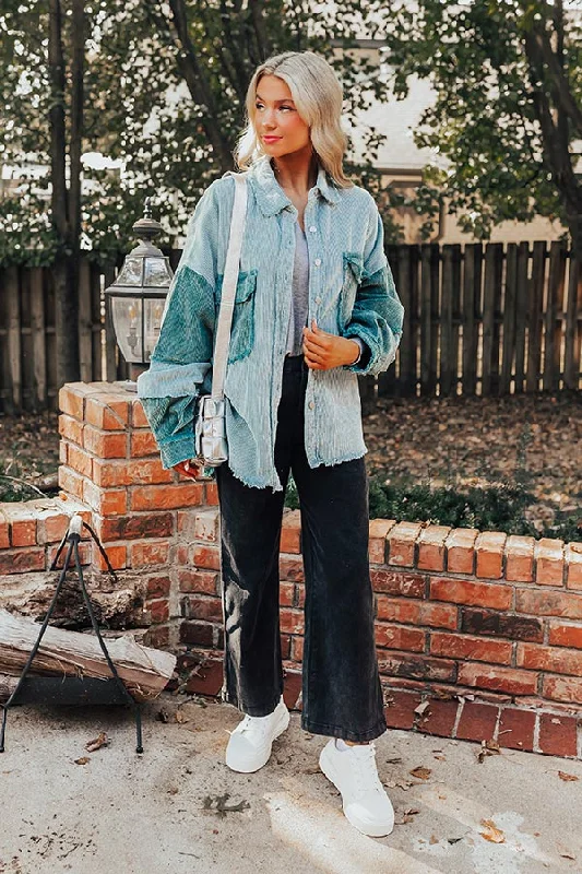 Fashionable And Versatile Cabin Parkway Corduroy Jacket in Teal