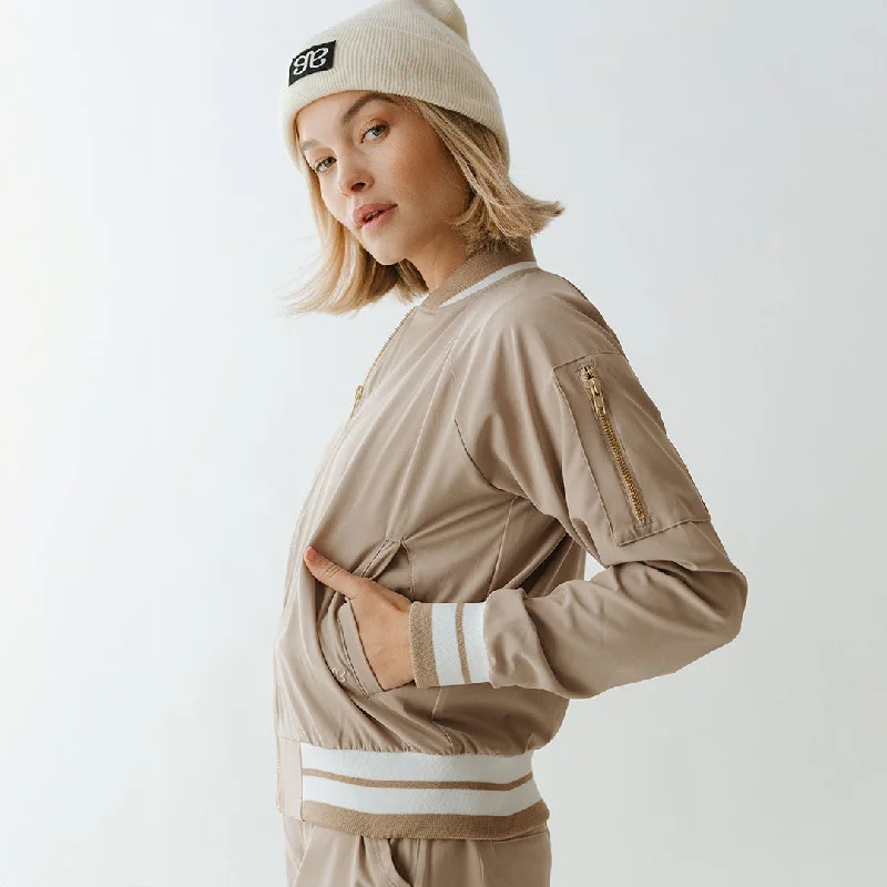 Simple Style Cobblestone Bomber Jacket