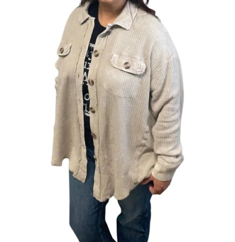 Simple Comfort Every Moment Shacket In Light Mocha
