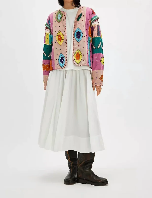 Minimalism Evil Eye Jacket In Pink/rose