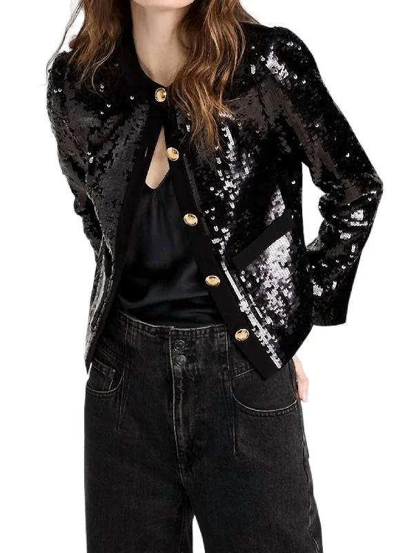 Windbreaker fashion Katherine Sequin Jacket In Black