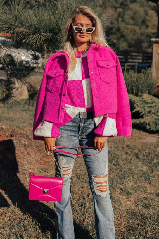 Luxury Classic Keeping Cozy Jacket In Hot Pink