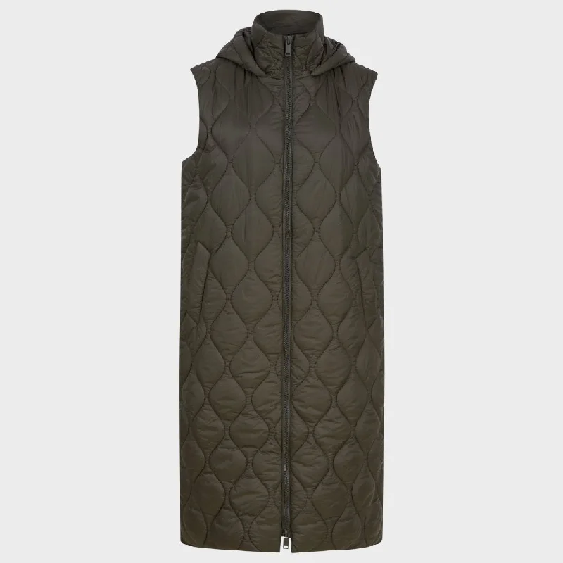 Multifunctional Style Ladies Khaki Longline Gilet