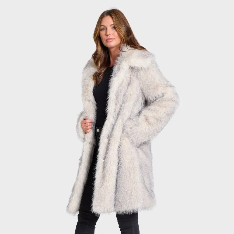 Fashion Style Ladies Long Faux Fur Coat