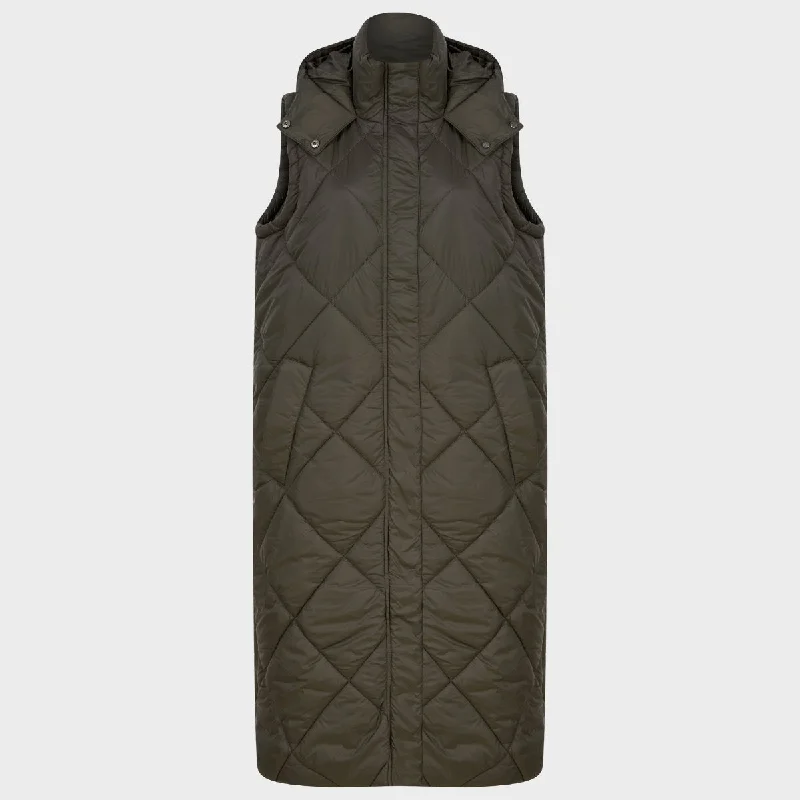 Fashion Innovation Ladies Longline Diamond Quilted Gilet