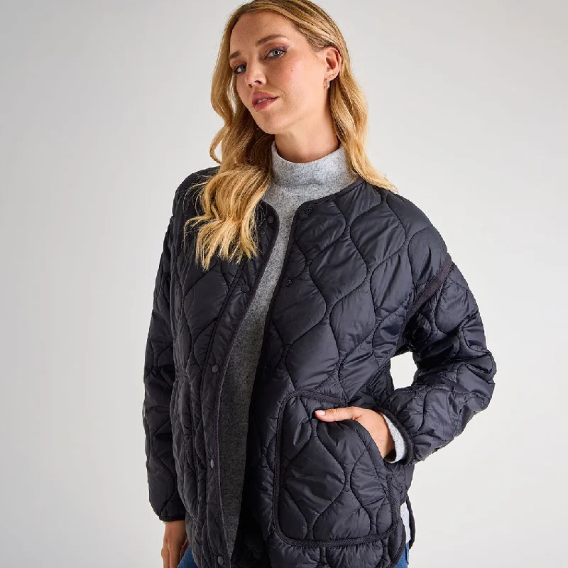 Exquisite Design Ladies Oversized Black Quilted Jacket