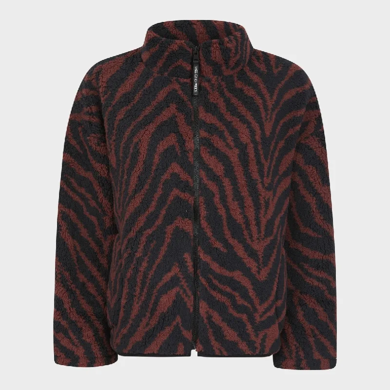 Short Design Ladies Zebra Zip Jacket