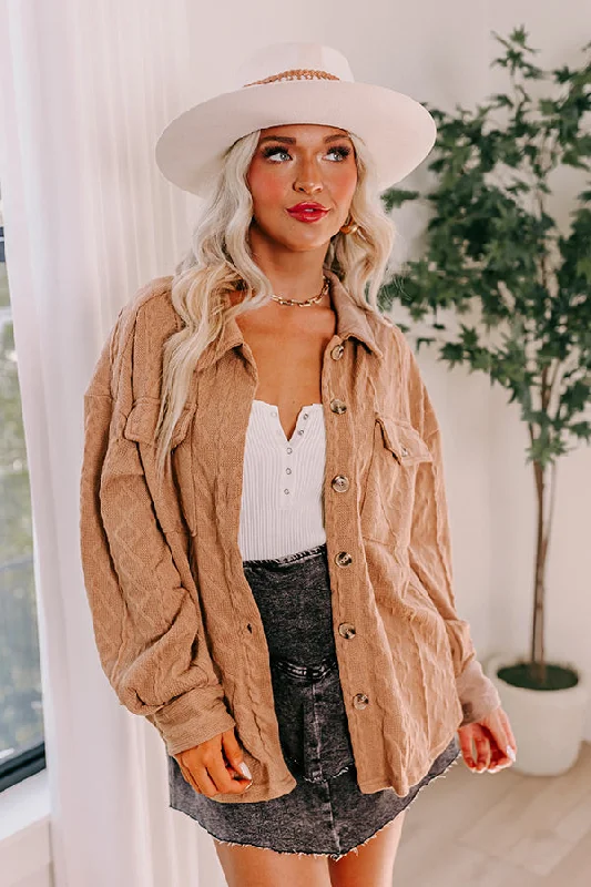 Sports Design More To Say Cable Knit Light Weight Jacket In Mocha